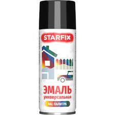 Эмаль-спрей STARFIX, 520мл, черный глянец, 9017